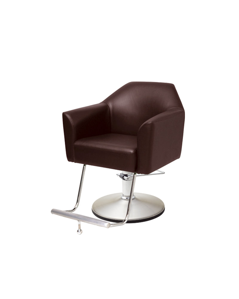 Morb - Brown hairdressing chair - Built-in footrest - Chrome round base